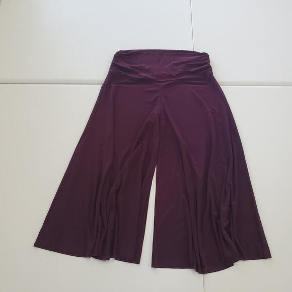 Palazzo Pants Womens Medium Purple Wide Leg Culottes Stretch High Rise Flowy Y2K - Picture 1 of 8
